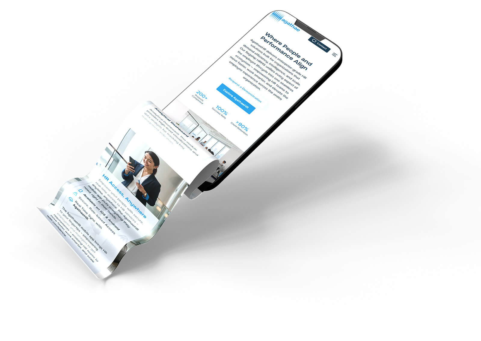 Agathae website shown as a detailed mobile design