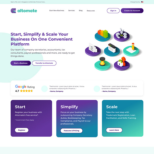 Altomate website design